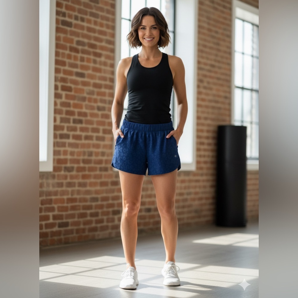 GAP Women's Navy Leopard Print Athletic Shorts